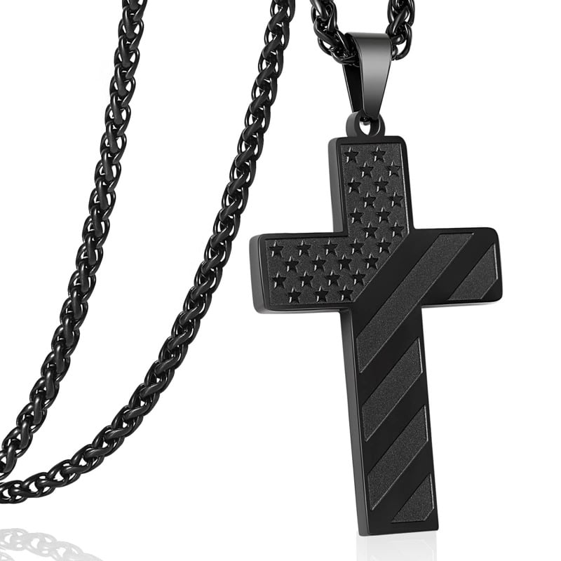 Cross Necklace With American Flag
