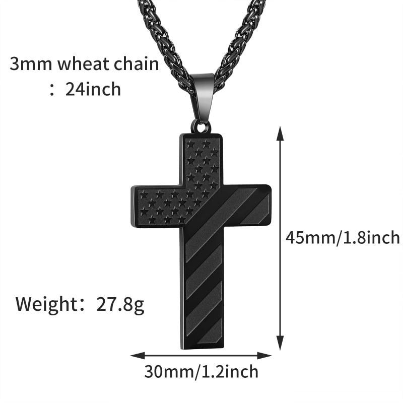 Cross Necklace With American Flag