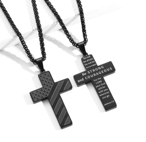 Cross Necklace With American Flag