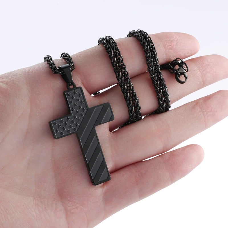 Cross Necklace With American Flag