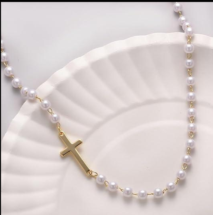 Grace Pearl Cross Necklace