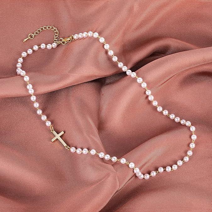 Grace Pearl Cross Necklace
