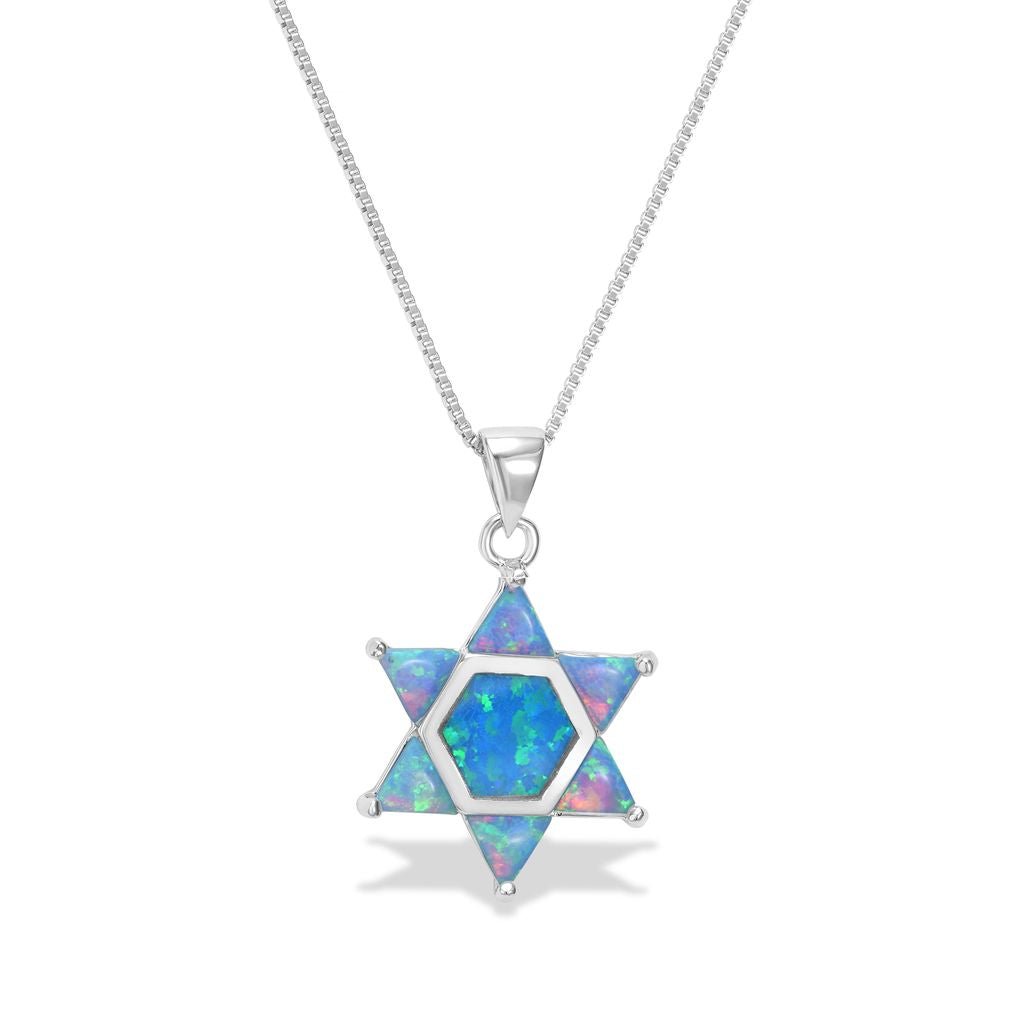 Elegant Opal Star of David Necklace - Shop Israel