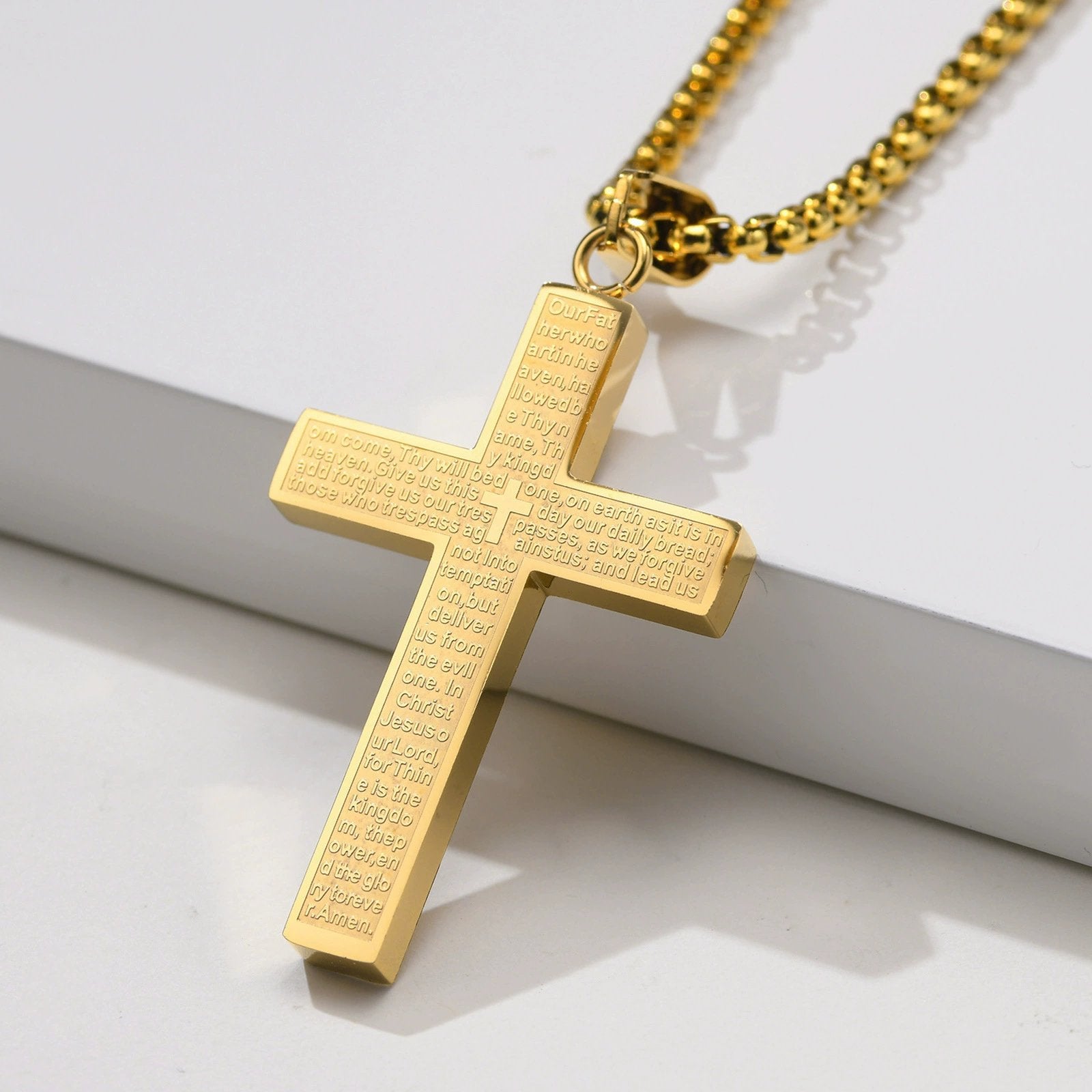 Lord's Prayer Cross Necklace