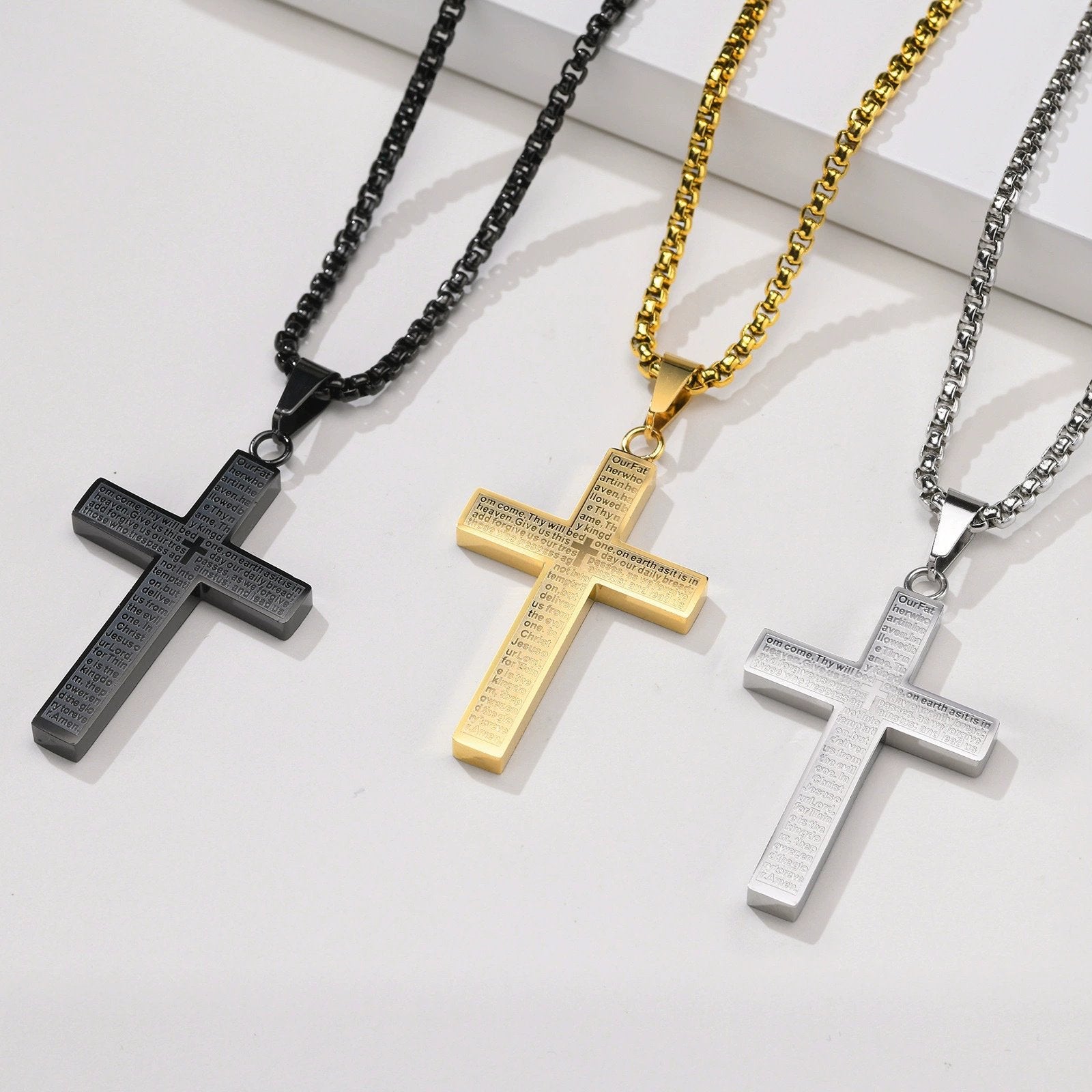 Lord's Prayer Cross Necklace